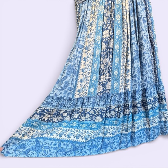 NWT Womens Maison Tara Paisley Smocked Maxi Dress Cottagecore Boho Floral Sz 8 - Picture 15 of 16